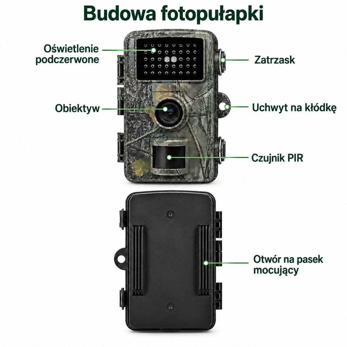 Fotopułapka Full HD 1080p – 16 MP, prosta obsługa bez aplikacji