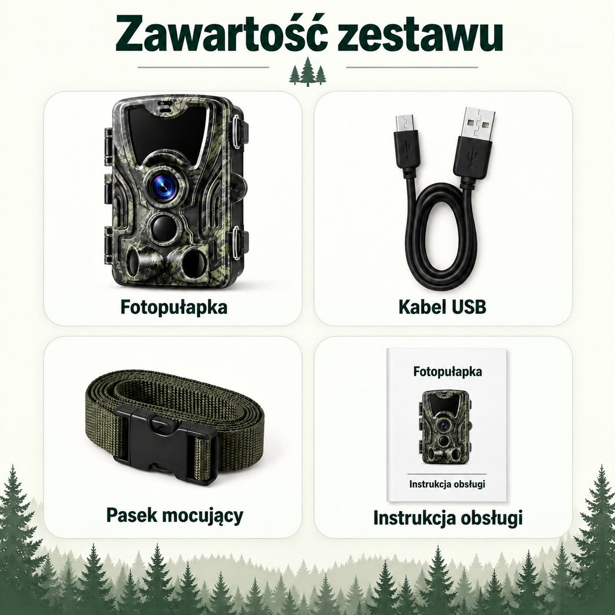 Fotopułapka 20 MP z ekranem LCD – data, godzina, temperatura i faza księżyca