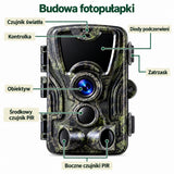 Fotopułapka 20 MP z ekranem LCD – data, godzina, temperatura i faza księżyca