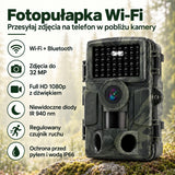 Fotopułapka WiFi 32 MP – Full HD, zdjęcia na telefon bez abonamentu