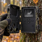Fotopułapka 20 MP z ekranem LCD – data, godzina, temperatura i faza księżyca